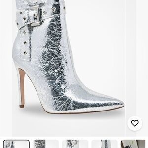 Silver High Heel Ankle Boots